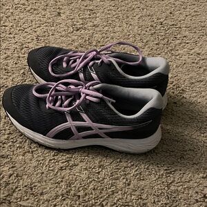 ASICS Women's Black and Lavender Sneakers